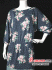 b19560 เสื้อผ้าคนอ้วนเนื้อเรย่อนทรงยาวสีน้ำเงินเทาลายดอกไม้ แขน 5 ส่วน รอบอก 42 ยืด 46 วงแขน 20 ยาว 32 นิ้ว