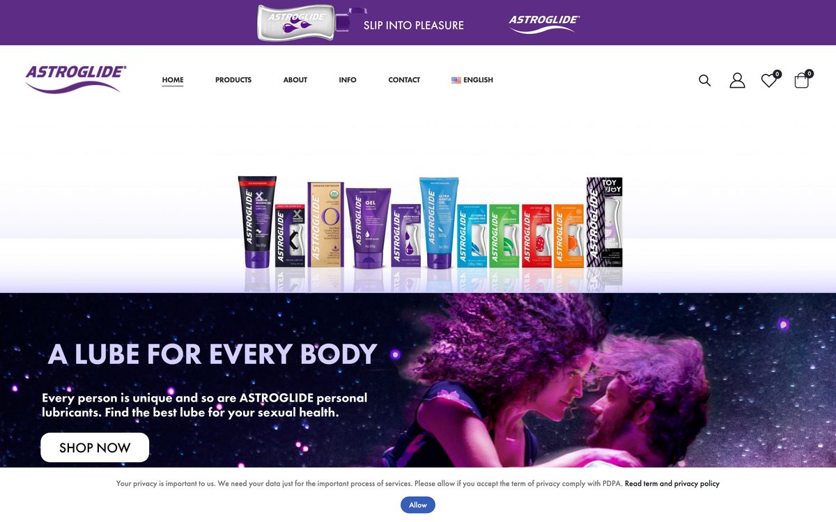 Astroglide Thailand desktop view — WooCommerce website by BangkokSync