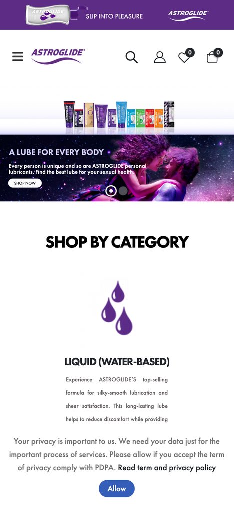 Astroglide Thailand mobile view — WooCommerce website by BangkokSync