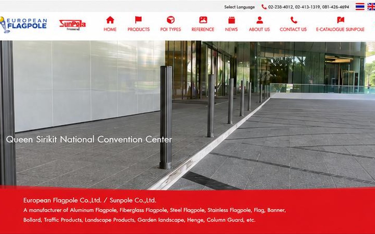 European Flagpole Thailand desktop view — BangkokSync Web Builder website by BangkokSync