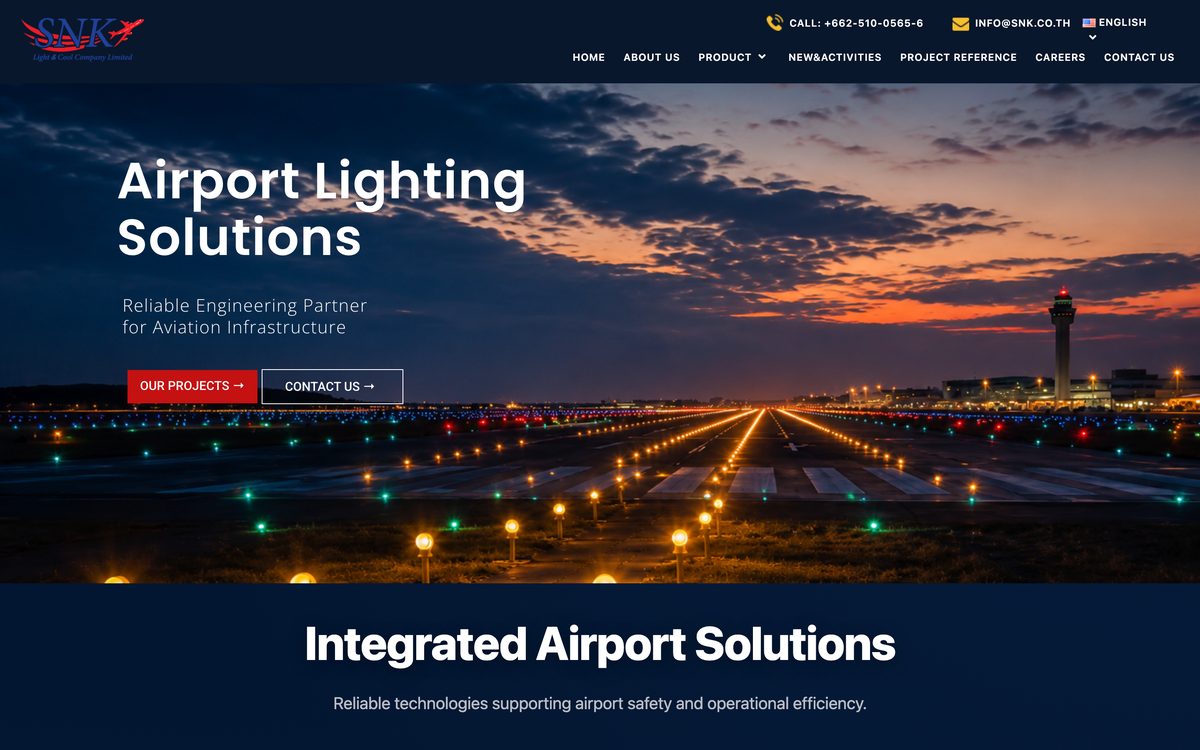 S.N.K. desktop view — WordPress website by BangkokSync